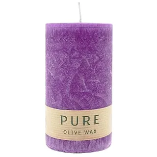 luterna 100% PURE, OLIVE WAX, vegane Stumpenkerze, Erika, WENZEL, 130/70 mm, Brenndauer ca. 59h