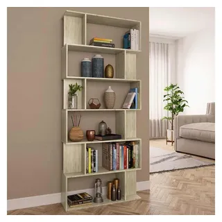 furnicato Bücherregal Sonoma-Eiche 80 x 24 x 192 cm aus Holzwerkstoff, 1-tlg., Regalwand mit 18 Fächern als Raumteiler für Flure und Wohnbereiche braun