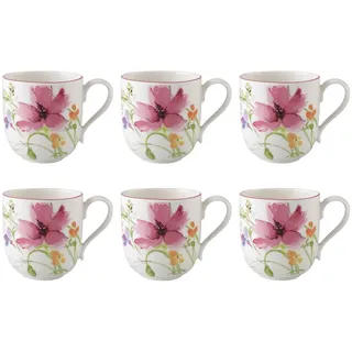 Villeroy & Boch Tasse Mariefleur Basic, Porzellan, Spülmaschinengeeignet, Mehrfarbig, Blumen, H: 9cm