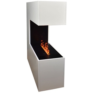 GLOW FIRE Wasserdampf Kamin Schiller (Standkamin) - Elektrokamin mit realistischen LED 3D-Flammen, Knistereffekt & Fernbedienung, 120x120x37 cm - Opti-Myst 500 Elektro Kamin, Weiß