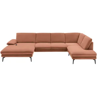 Dieter Knoll Wohnlandschaft, Orange, Metall, 4-Sitzer, U-Form, 344x208 cm, Fußauswahl, Stoffauswahl, Sitzqualitäten, seitenverkehrt erhältlich, Hocker Rücken echt, individuell planbar, Wohnzimmer, Sofas & Couches, Wohnlandschaften, Wohnlandschaften in U-Form
