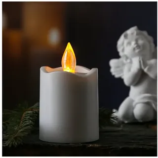 MARELIDA LED-Kerze LED Grabkerze Grablicht flackernd Lichtsensor H: 9,5cm bis 2500h weiß weiß