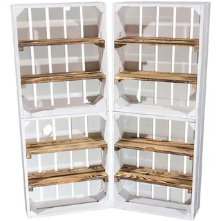 Moooble 9er Neu weiße/Weisse Regal Flach mit 2 geflammten/braun Mittelbrettern 50cmx40cmx16cm Gewürzregal Ablage Obstkiste Weinkiste Wandregal Holzkiste Wandregal Küchenregal