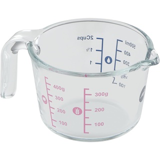 Emsa Prep&Bake Messbecher aus Glas | 0.5 Liter | 2 Skalen für feste und flüssige Zutaten | einfaches Ausgießen | Mikrowellentauglich | K3236034
