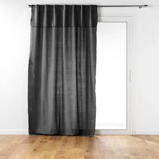 Douceur d'Intérieur, Vorhang mit verdeckten Schlaufen, mit Volant (140 x 240 cm), Mistralin, Anthrazit, recycelte Baumwolle
