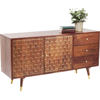 Kare-Design Sideboard, Braun, Gold, Holz, Mangoholz, massiv, 1 Fächer, 3 Schubladen, 145x75x45 cm, Typenauswahl, Wohnzimmer, Kommoden & Sideboards, Sideboards