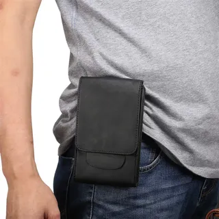 Leder Handy Gürteltasche mit Gürtelclip, Vertikal Gürteltasche Handy Leder Schwarz, 6.9" PU Leder Handytasche Hüfttasche Bauchtasche Telefon Holster Handyhülle mit Gürtel Schlaufe Karabinerhaken