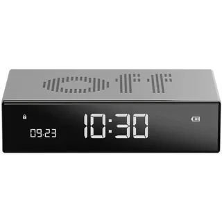 Lexon LR152A Digitalwecker Flip Premium Wecker Silberfarben
