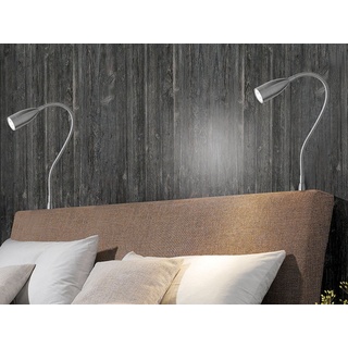 FISCHER & HONSEL LED Leselampe, Dimmfunktion, LED fest integriert, Warmweiß, 2er SET Bett-Leuchten für Kopfende Couch, Schwanenhals-Lampen dimmbar silberfarben