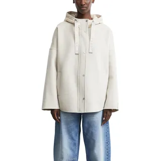 COMMA Damen Outdoor-Cape – Wollmix, Puffer-Kapuze, Loose Fit - S