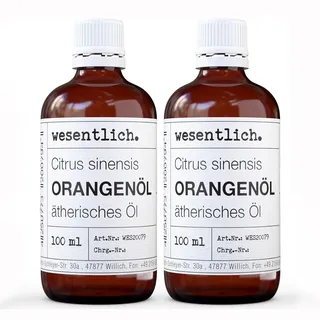 wesentlich. Orangenöl ätherisch, kaltgepresst | 100% naturreines Öl | Für Aromatherapie, Massage, Sauna und als Raumduft (2x100ml)
