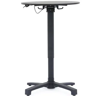 METRO PROFESSIONAL Gastro Stehtisch klappbar & höhenverstellbar Massini, Alu, HPL Tischplatte, Ø 60 x 75 - 110 cm, schwarz