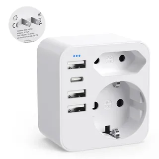 Reiseadapter Japan Steckdosenadapter, 6-in-1 Japan Adapter mit 3 USB 1 USB C(3.4A), Adapter Steckdose Typ A für USA, Kanada,Mexiko