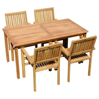 aleos Teak Set 5-tlg. Braun