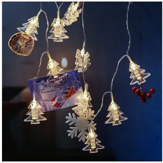 MARELIDA LED-Lichterkette LED Clip Lichterkette Tannenbaum 10 Klammern Fotos Wand Deko 0,9m, 10-flammig