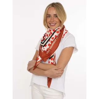 Zwillingsherz Dreieckstuch ZWILLINGSHERZ "Herzen Allover", Damen, rot, Web, Polyester, Modetücher, durchgehendes Herz-Muster mit Schriftzug, glänzende Oberfläche