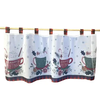 Scheibengardine WECKBRODT "Seasons Greetings" Gr. 1, bunt (multi), B:120cm H:45cm, Polyester, Gardinen, Bistro, Voile, Bordüre, Weihnachten, HxB 45x120cm, Gardine, Store