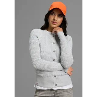 KangaROOS Strickjacke mit Zopfmuster in mélange Optik grau 44/46