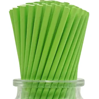 Solide Grüne Papier Strohhalme – 19,7 cm x 0,6 cm, 100 Stück Grüne Trinkhalme für Weihnachten, Weihnachtsfeier Dekoration, DIY Bastelarbeiten, 100% Biologisch Abbaubare
