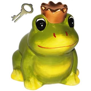 alles-meine.de GmbH Spardose Frosch mit Krone/Froschkönig - stabile Sparbüchse mit Schlüssel - aus Porzellan/Keramik - Sparschwein lustig witzig - Prinz - Traummann/Pri..