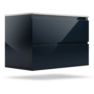 Blumfeldt Badezimmerschrank mit Waschbecken, Keramikbecken 80cm, Waschbeckenunterschrank in Anthrazit Hochglanz - Moderner Schrank fur stilvolles Bad