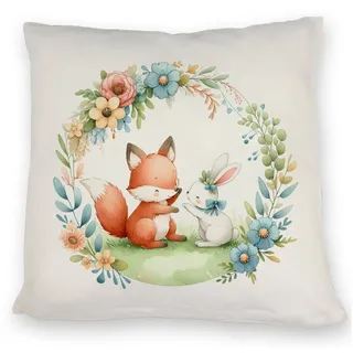 speecheese Dekokissen Fuchs und Hase mit Blumenkranz Kissen