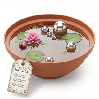 BigDean Miniteich Brunnen Set 65 cm Komplettset Braun