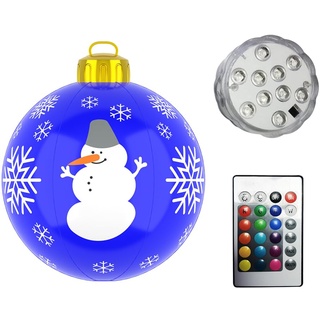 60cm Groß LED Weihnachtsbeleuchtung Weihnachtskugel Deko, Aufblasbar Kugeln Weihnachtsdeko Weihnachten Ball, Wasserdicht Weihnachtskugeln Ornamente mit Fernbedienung für Party Deko 16Farben (07)