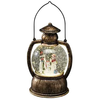 Konstsmide LED-Schneelaterne Schneemannfamilie  (Innen, Braun, 12,7 x 10,8 x 20 cm, Schneemann, Batteriebetrieben)