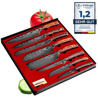 Küchenkompane Messer-Set Asiatisches Messerset Kasshoku 8-teiliges Küchenmesser Set Premium (8-tlg) braun|silberfarben
