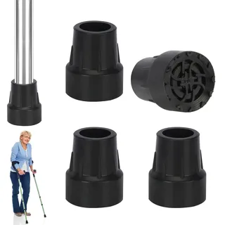 4 Stück Gummipuffer für Wanderstöcke, 19 mm Gehstock Gummipuffer (schwarz) | Gummifuß für Krücken Rutschfest, Walking Stöcke Gummipuffer, für Wanderstöcke, Senioren Krücken, Stöcke, Gehstöcke