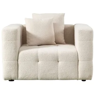 Home Deluxe Teddy Sessel Como Bouclé 132 x 68 x 92 cm Beige mit Kissen