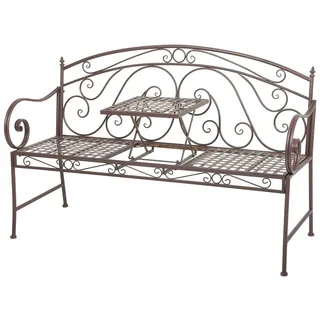 Metall Bank mit ausklappbarem Tisch - 2 / 3 Sitzer - Park Garten Sitz Bank Eisen