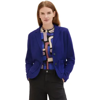 TOM TAILOR Damen Basic Cosy Blazer mit Taschen , crest blue melange, M - M