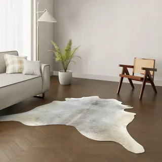 Wildlife Design Großer Echter Kuhfell Teppich – Stilvolles Grau. Maße 220x200 cm. Ideal für modernes & urbanes Wohnen. Nachhaltig, Tierfreundlich + GRATIS Lederuntersetzer