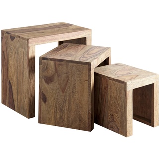 Wolf Möbel 3-Satztisch Yoga Holz Braun Sheesham
