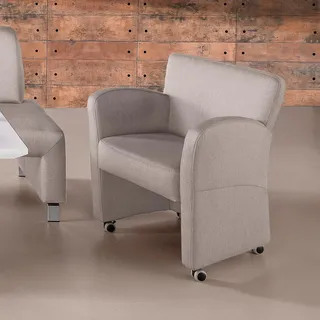 exxpo - sofa fashion Sessel Intenso Leder 66 x 83 x 66 cm Beige mit Rollen