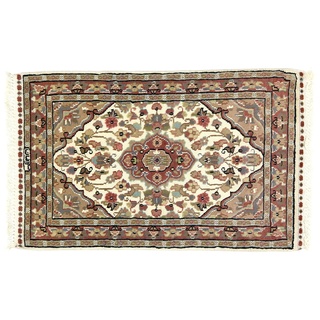 Eden Kunststoff Kashmirian Boden Seide Teppich Hand geknotet, Wolle, Mehrfarbig, 61 x 95 cm