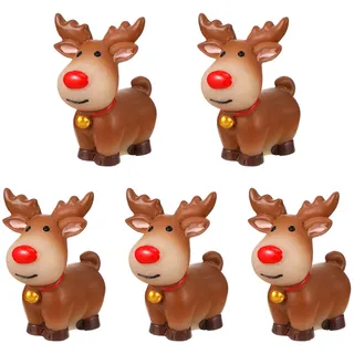 Angoily 5 STK Deer Figuren Miniatur-weihnachtsschmuck Elch-Ornamente Aus Hirsch Mini-Rentier Weihnachts-elch-Figur, Tischdekoration Kleine Rentierfiguren Garten Karikatur Ältere Baby
