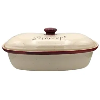 Keramik Brottopf XL (beige/weinrot) 40,5 x 25 x 18 cm aus Westerwälder Steinzeug