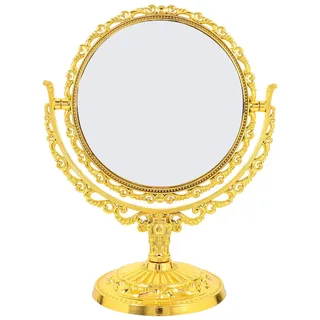 PRETYZOOM Tragbarer schminkspiegel 8"" LED beleuchtet, vergrößert & schwenkbar, Gold Metall – 1×/7× Vergrößerung für präzises Augen-Make-up, kompakter Tischspiegel für Schminktisch & Reisen