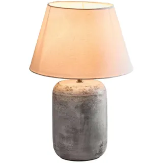 LOBERON Tischlampe Ciel d'Opale - Beton-Optik - Reduziertes Design - Tischleuchte - Wohnaccessoire - Baumwolle - Eisen, grau/weiß