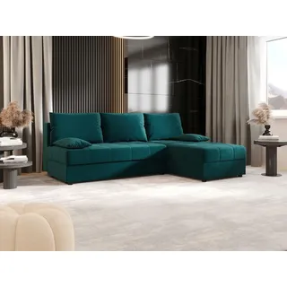 BEDANTE Ecksofa MOS L Itaka 39 Türkis Rechts mit Schlaffunktion L-Form Sofa mit Stauraum Bettkasten Wohnzimmersofa Couch Sofa Bettsofa Bettkasten ... - Türkis