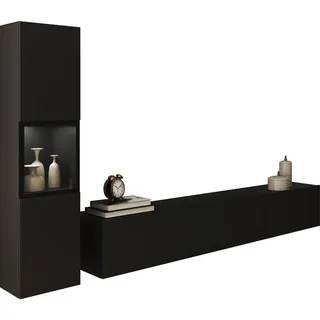 P & B Wohnwand Berlin schwarz ¦ Maße (cm): B: 210 H: 130