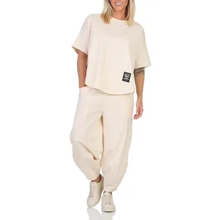 simaranda Damen Jogginganzug Zweiteiler für Freizeit und Sport Trainingsanzug Hausanzug Hoodie und Hose 6170 (DE/NL/SE/PL, Numerisch, 36, 42, Regular, Regular, Beige) - 36-42