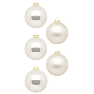 Inge Glas Magic Weihnachtskugeln klein | 36 Kugeln 4cm | Christbaumkugeln aus Glas (Champagne | beige matt/Glanz)