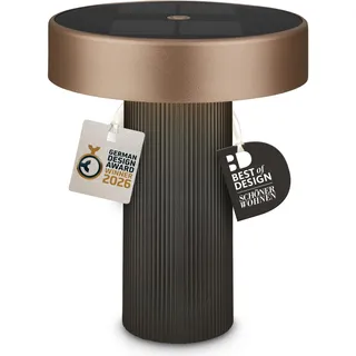 Briloner Tischlampe Akku 16x20 cm Solar spritzwassergeschützt schwarz/bronze