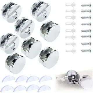 Spiegelwandhalterung, Runde Spiegelglasklemme, Spiegelaufhänger, Spiegelbefestigungswinkel, Für 3–5 Mm Spiegel Mit Glasabstandshaltern, 8-teilig – Liaiki