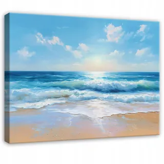 Leinwandbild Strand Und Meer, Natur Landschaft Für Schlafzimmer, Wohnzimmer Und Küche, Hochauflösender Druck, 40 X 30 Cm