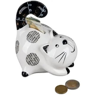 formano Spardose Sparbüchse Sparschwein Hund oder Katze aus der Trend Style Serie, Spardose aus Keramik weiß 13 cm